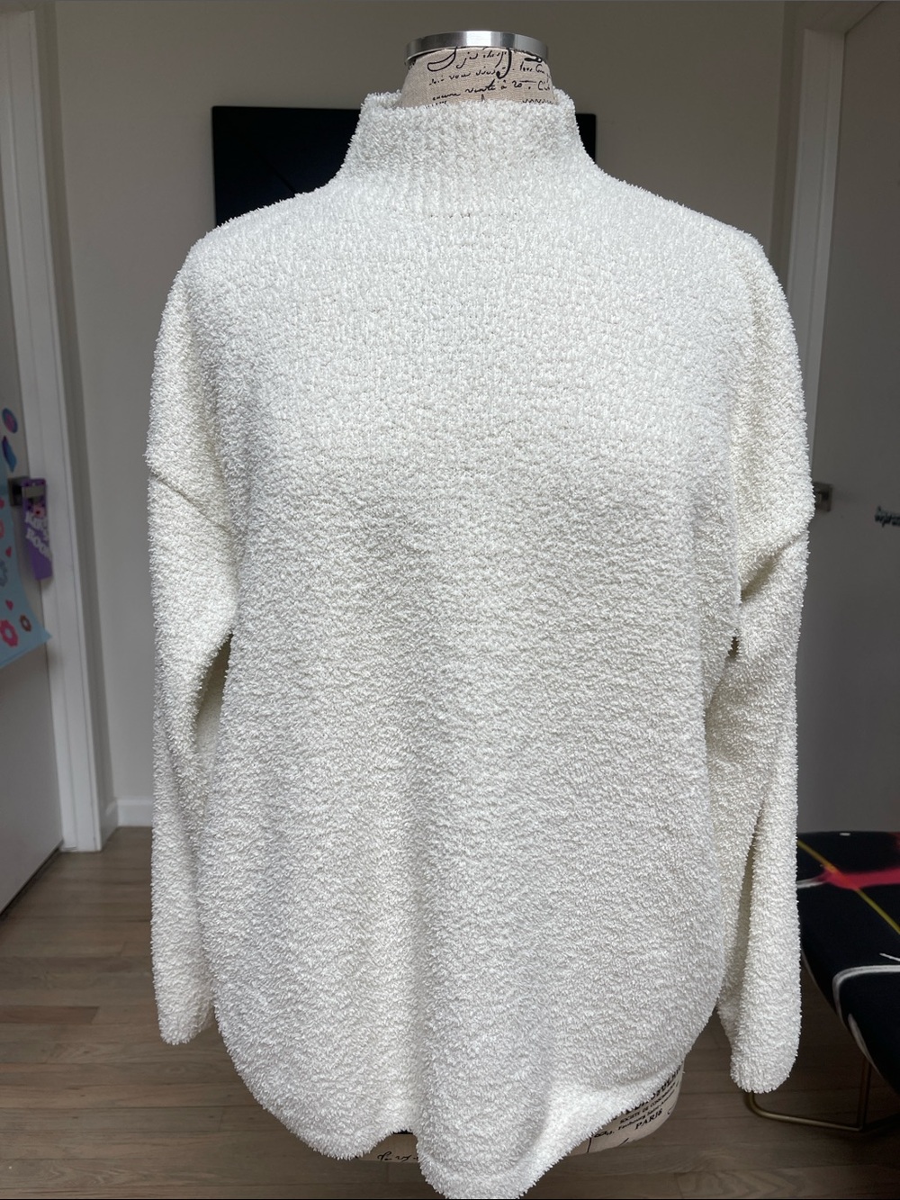 Uniqlo Cream Bouclé Funnel Neck Sweater